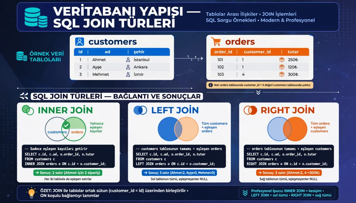 SQL JOIN Türleri ve Kullanım Alanları