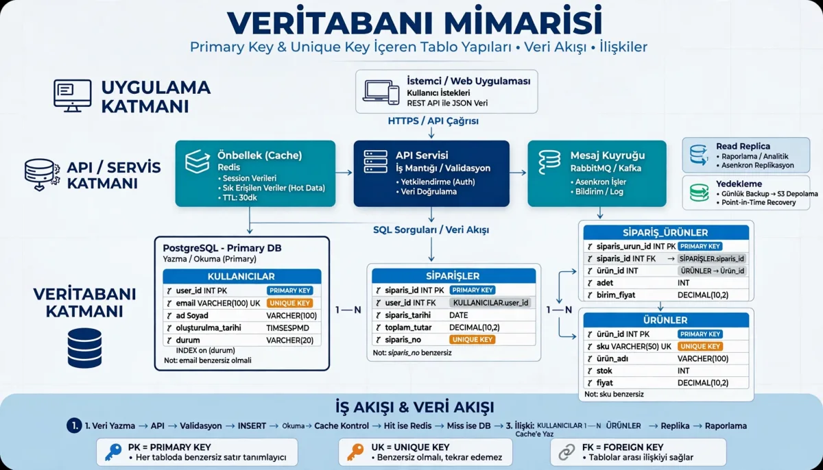 Veritabanında Primary Key ve Unique Key Arasındaki Farklar