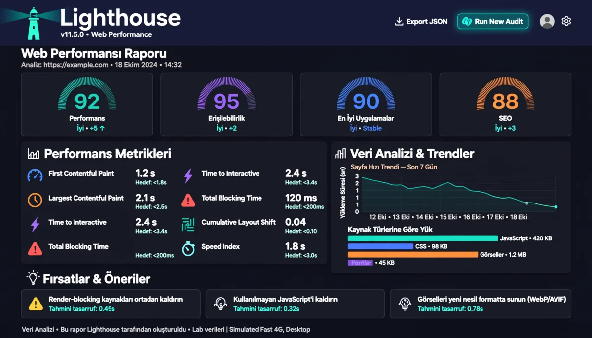 Web Performansı İçin Lighthouse Kullanımı ve Analiz Yöntemleri